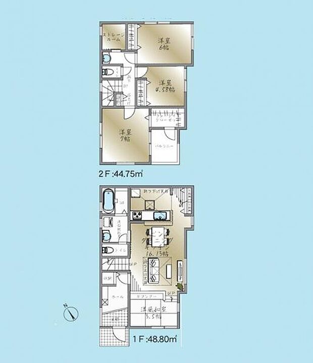 <間取図>タタミコーナー&リビングイン階段が魅力の3LDK
