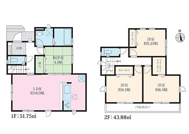 ＜間取図＞ウォークインクローゼット等の収納が豊富な4ＬＤＫ