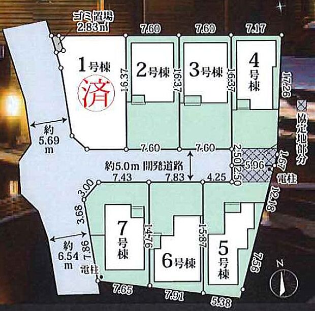 <全体区画図>全7区画 7号棟