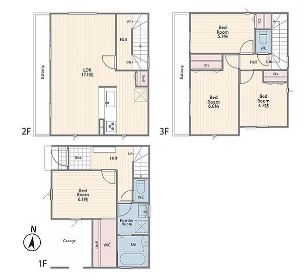 ＜間取図＞ウォークインクローゼット等の収納が豊富な4ＬＤＫです