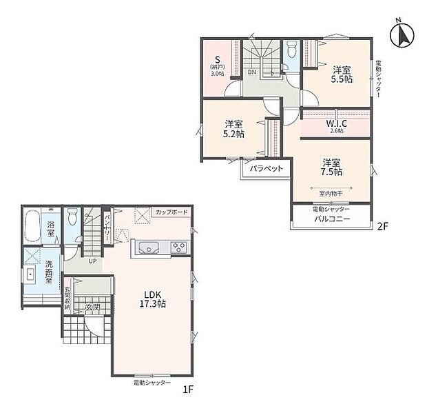 <間取図>ウォークインクローゼットや納戸等の収納が豊富な3LDKです。