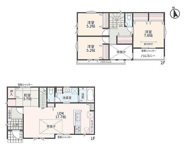 ＜間取図＞リビング吹き抜け＆リビングイン階段