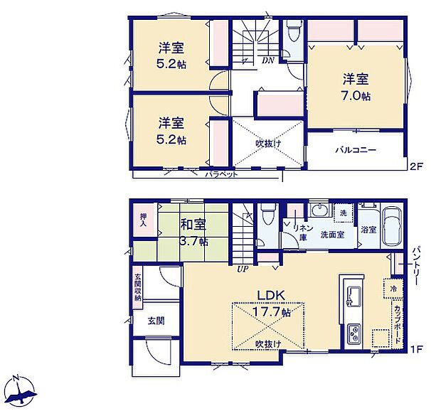 ＜間取図＞リビング吹き抜け＆リビングイン階段