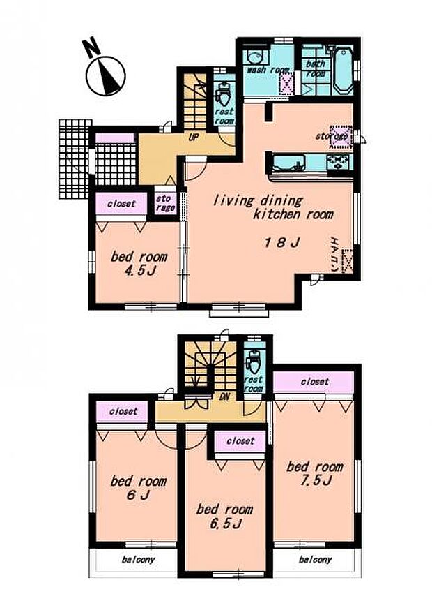 <間取図>全居室南西向きの4LDK