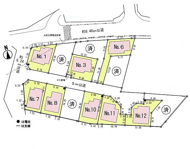 ＜全体区画図＞全13棟開発分譲地内　10号棟　カースペース2台駐車可能