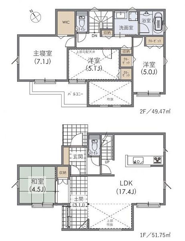＜間取図＞土間を通って和室に上がるお洒落な間取りです。