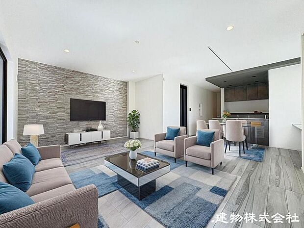 ＜リビング＞南西向きの窓から光が差し込む明るいリビングです。（家具イメージ）