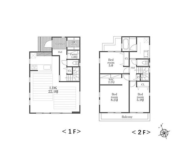 ＜間取図＞広々としているＬＤＫ22帖でお寛ぎいただけます。