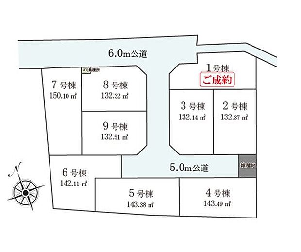 <全体区画図>全9棟 9号棟 カースペース2台駐車可能です。