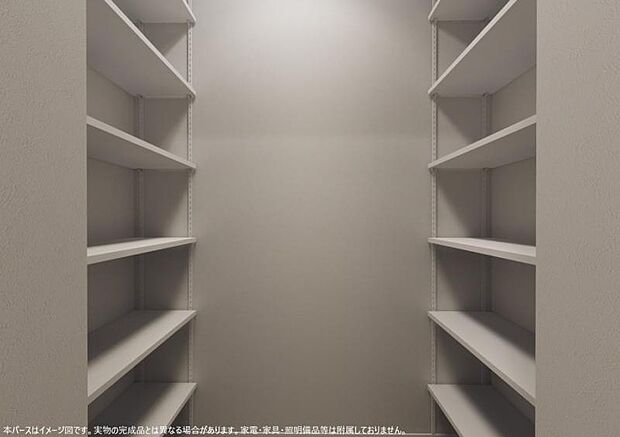 <シューズインイメージパース>可動棚で靴をすっきりと整理整頓できます。