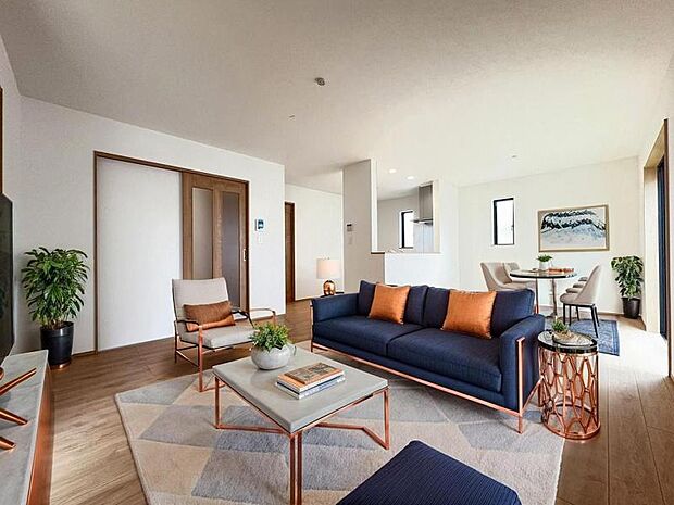 ＜リビング＞お庭に面した明るいリビングです。（家具イメージ）