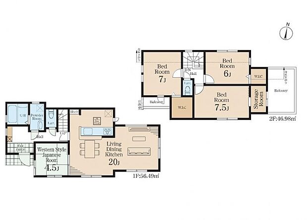 <間取図>食料品や日用品をストックできるパントリーが魅力の4LDKです。