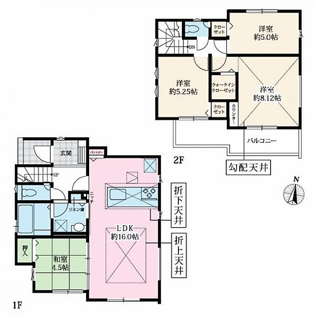 ＜間取図＞リビングとつながる和室のある4ＬＤＫです。