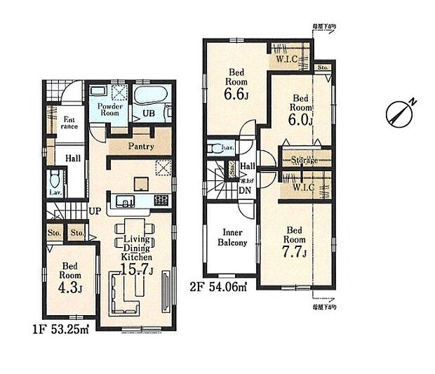 ＜間取図＞パントリーやウォークインクローゼット等の収納が豊富な間取りです。