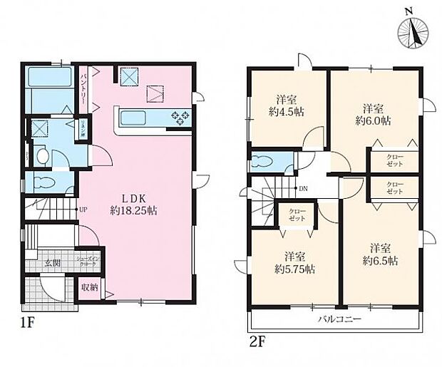 ＜間取図＞広々ＬＤＫ18帖＆リビングイン階段のある4ＬＤＫです。