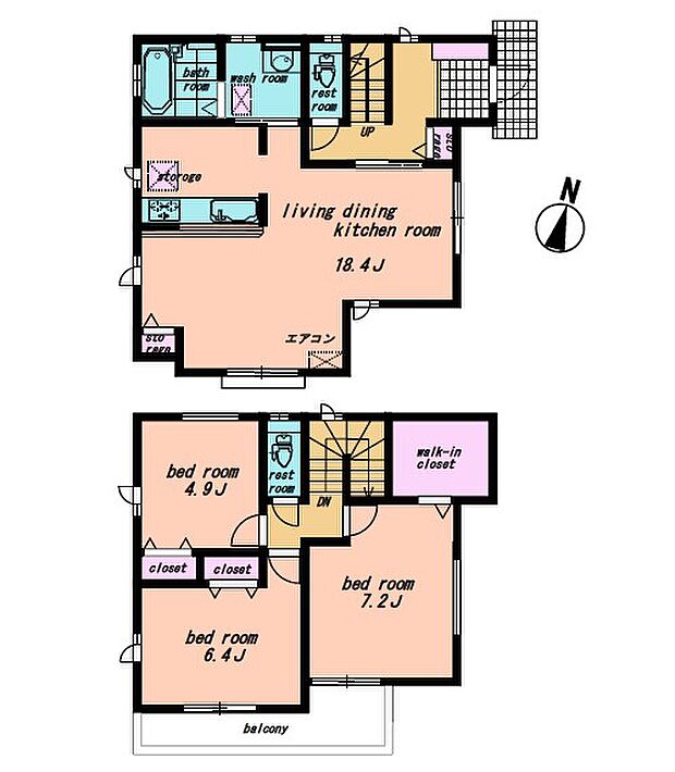 ＜間取図＞大型ウォークインクローゼットのある3ＬＤＫの間取です。