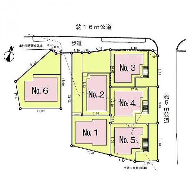 ＜全体区画図＞全6棟　4号棟　カースペース2台駐車可能です。