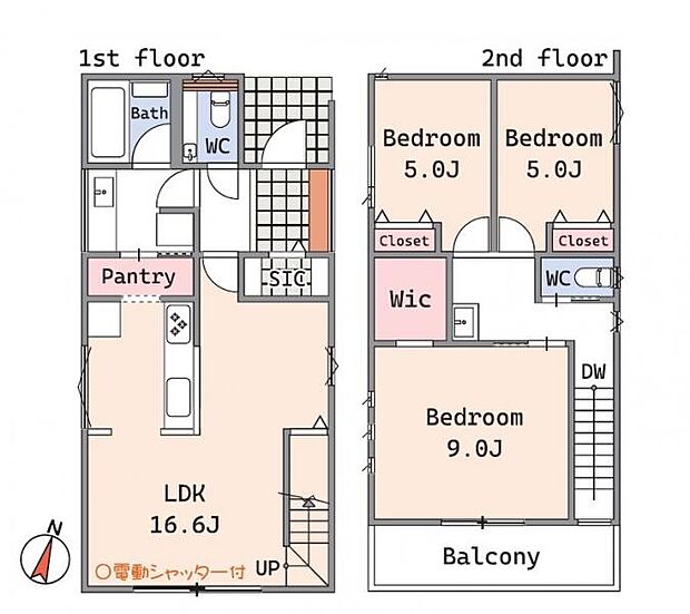 ＜間取図＞回遊動線で家事動線がスムーズな3ＬＤＫの間取です。