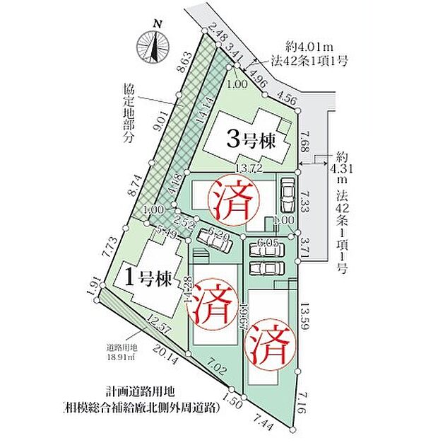 <全体区画図>全5棟 3号棟