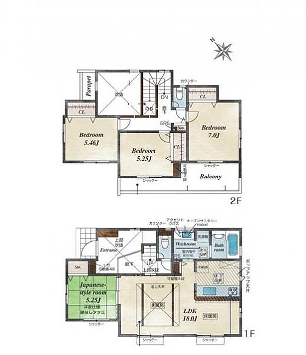 <間取図>全居室南西向きの明るい4LDKの間取です。