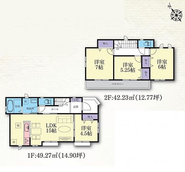 <間取図>全居室南西向きの4LDKの間取です。
