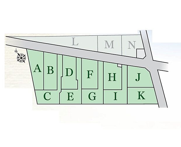 <全体区画図>全14棟 D号棟 カースペース2台