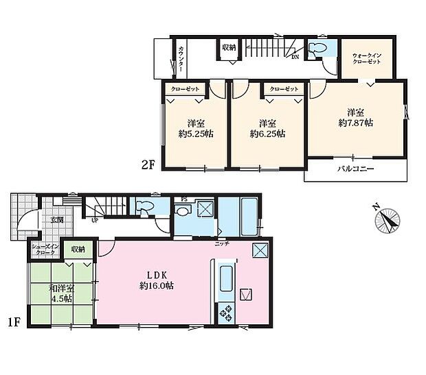 <間取図>全居室南西向きの4LDKです。
