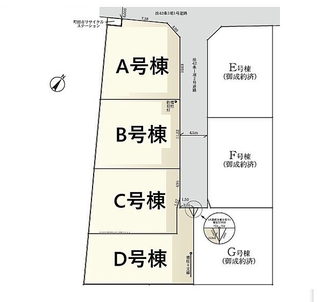 ＜全体区画図＞新築全4棟　A号棟　カースペース2台