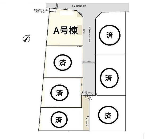 <全体区画図>新築全4棟 A号棟 カースペース2台