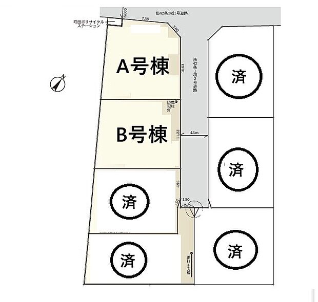 <全体区画図>新築全4棟 A号棟 カースペース2台