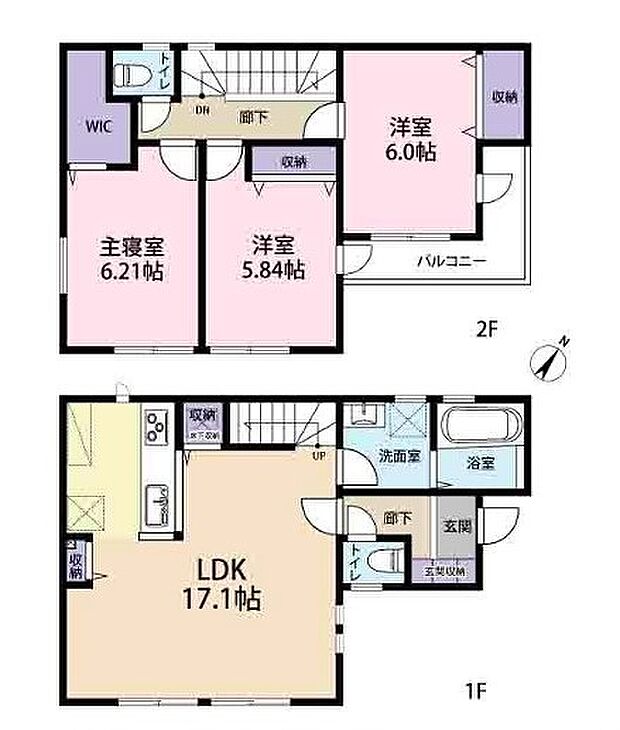 ＜間取図＞ウォークインクローゼット等の収納豊富な3ＬＤＫです。