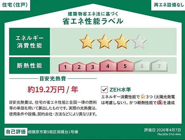 <省エネ性能ラベル>ZEH水準