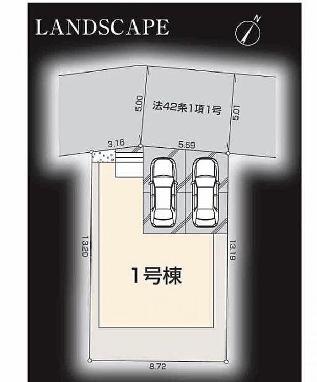 <区画図>カースペース並列2台駐車可能です。