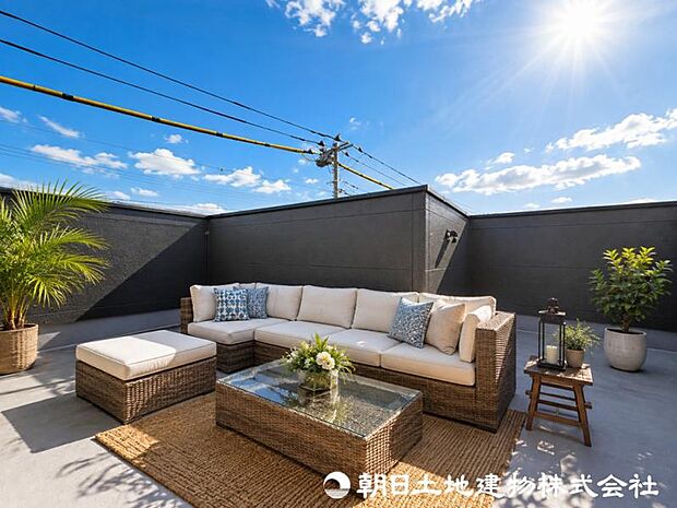 ＜屋上バルコニー＞お休みの日は開放的な屋上バルコニーでお過ごしいただけます。（家具イメージ）