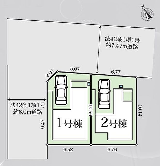 <全体区画図>全2棟 1号棟