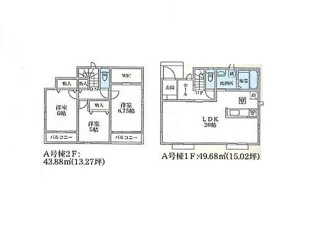 ＜間取図＞広々としているＬＤＫ20帖でお寛ぎいただける3ＬＤＫです。