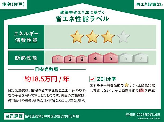 ＜省エネ性能ラベル＞ＺＥＨ水準