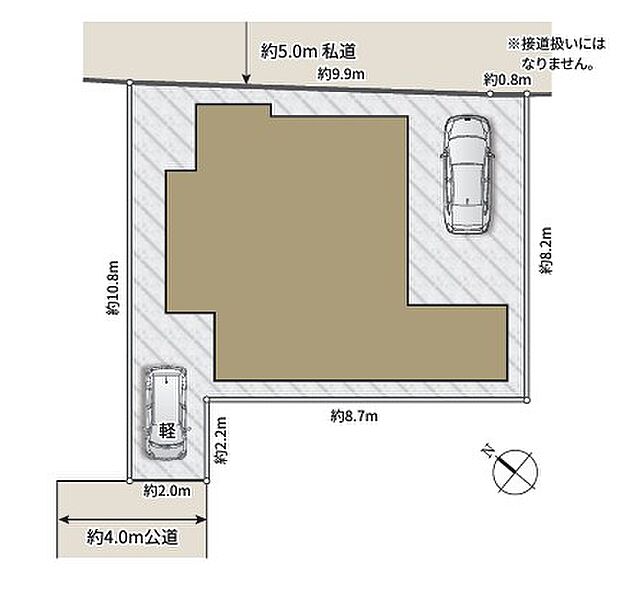 <区画図>カースペース2台駐車可能です。