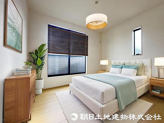 <洋室>バルコニーに面した明るい洋室5.3帖です。(家具イメージ)