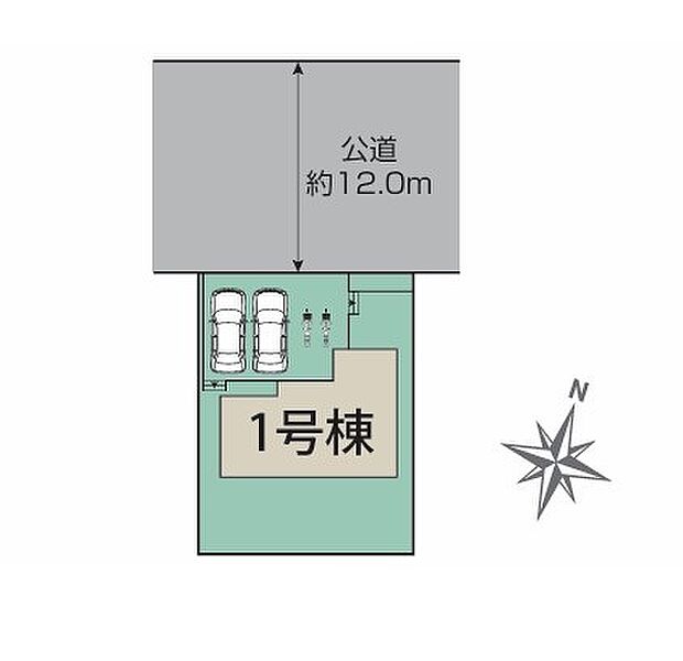 <区画図>カースペース車並列2台駐車可能です。