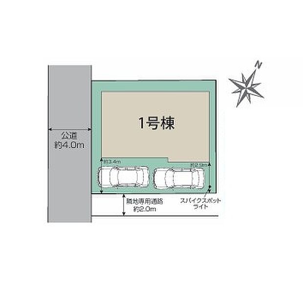 <区画図>土地面積36坪 駐車2台可能