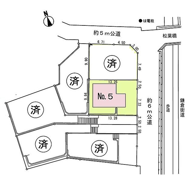 <全体区画図>全6棟 5号棟 カースペース車2台駐車可能です。