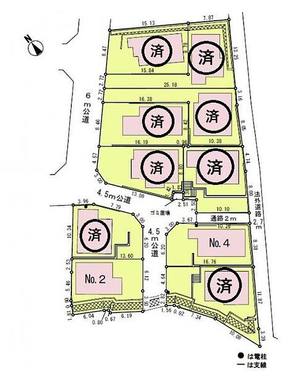 ＜全体区画図＞全10棟開発分譲地内　2号棟　駐車2台可能