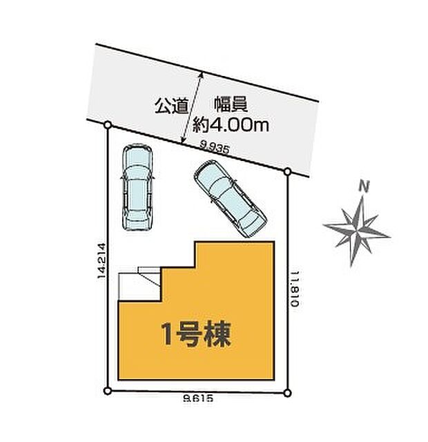 ＜区画図＞土地面積37坪　カースペース車2台駐車可能です。