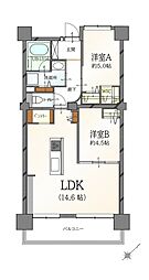 北千住パーク・ファミリア 2LDKの間取図画像