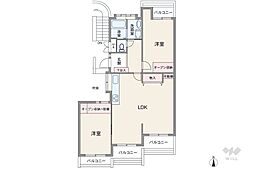 第2廻間公園マンション 2LDKの間取図画像