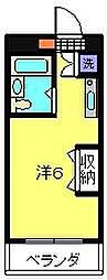 プラザ境町 2階ワンルームの間取り