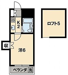ブルーハイム駒岡 1Kの間取図画像