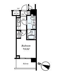 メインステージ川崎ウエスト 7階1Kの間取り