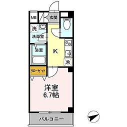 SUNRESIDENCE 3階1Kの間取り